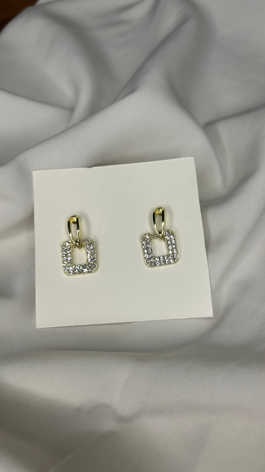 Square Rhinestone Drop Earrings